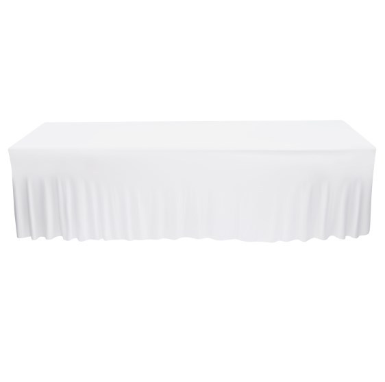 2 Pieces Rectangular Tablecloth Ruffle Table Skirts Cover for Wedding Party Banquet Table Cloth Dining Room White