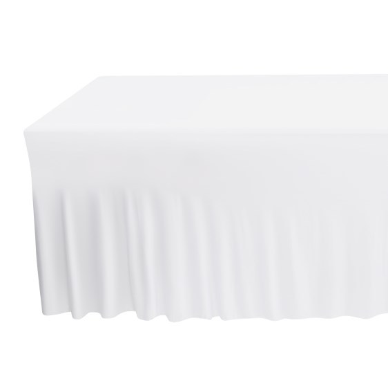 2 Pieces Rectangular Tablecloth Ruffle Table Skirts Cover for Wedding Party Banquet Table Cloth Dining Room White