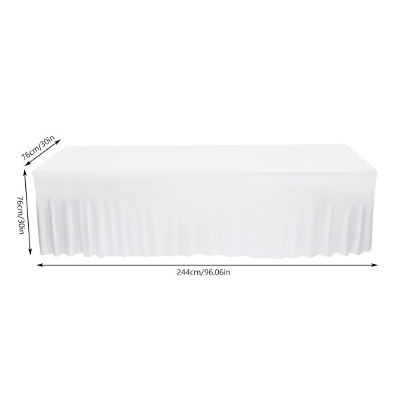 2 Pieces Rectangular Tablecloth Ruffle Table Skirts Cover for Wedding Party Banquet Table Cloth Dining Room White