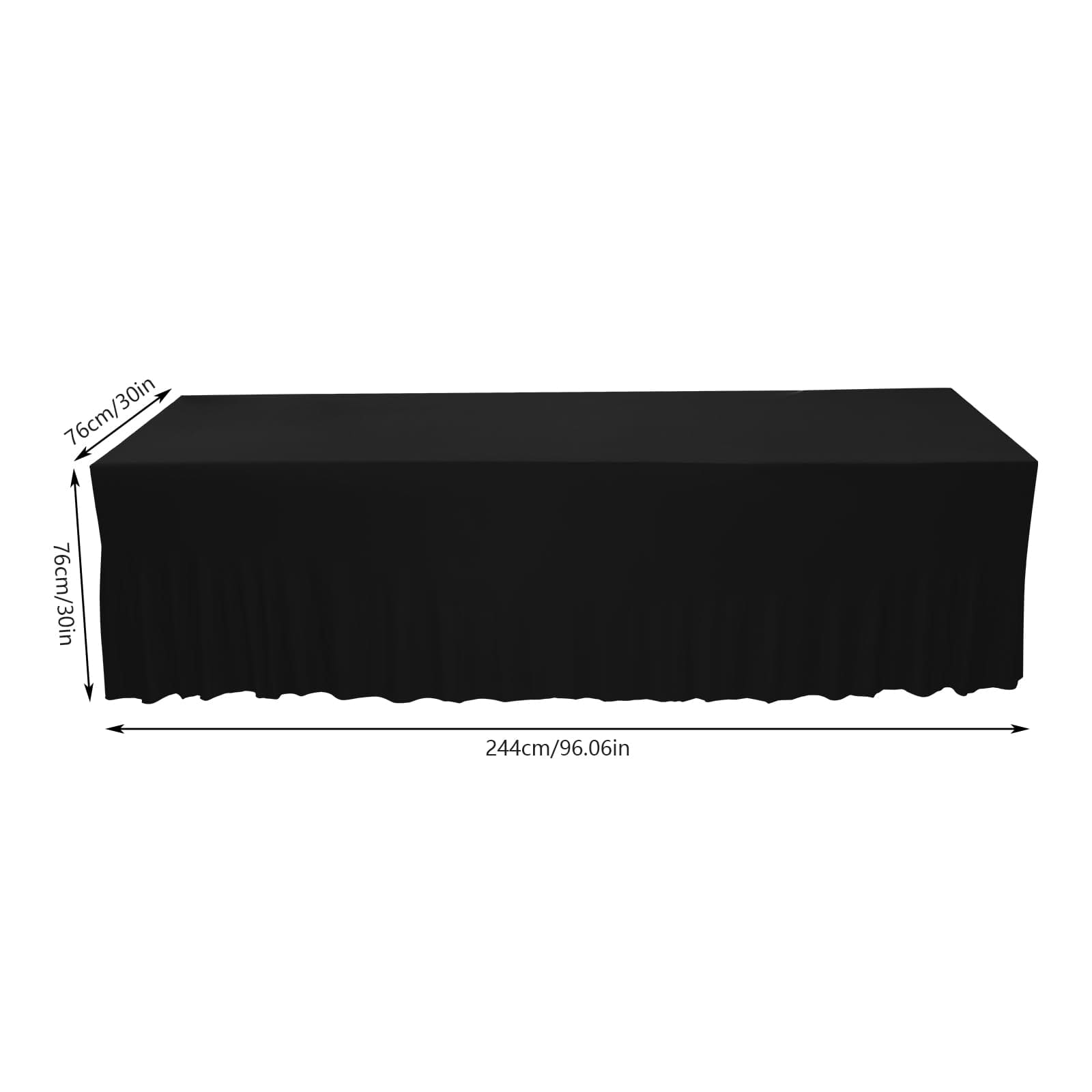 Set of 2 Rectangular Ruffle Tablecloths for Wedding Party Banquet Dining Room Anniversaries 96.06*30*30in Polyester Table Skirt Black Set of 2 Rectangular Ruffle Tablecloths for Wedding Party Banquet Dining Room Anniversaries 96.06*30*30in Polyester Table Skirt Black