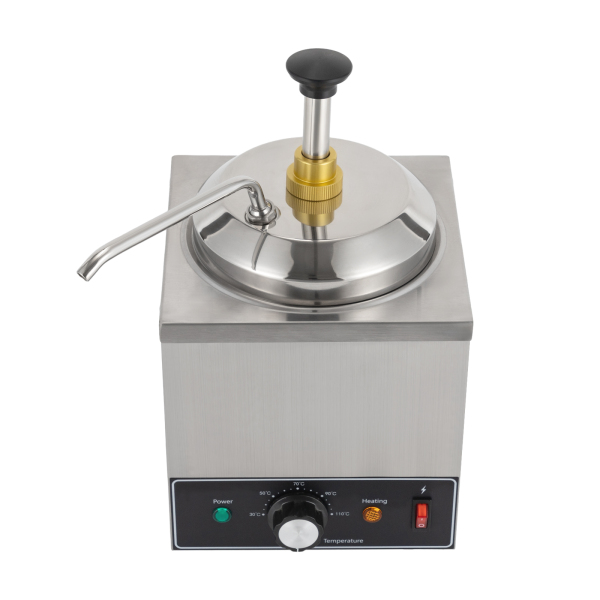 2L Chocolate Dispenser with Pump Chocolate Dispenser Warmer Single Head Sauce Warmer Adjustable Temperature 86-230℉ Clear Indicators for Chocolate Cream