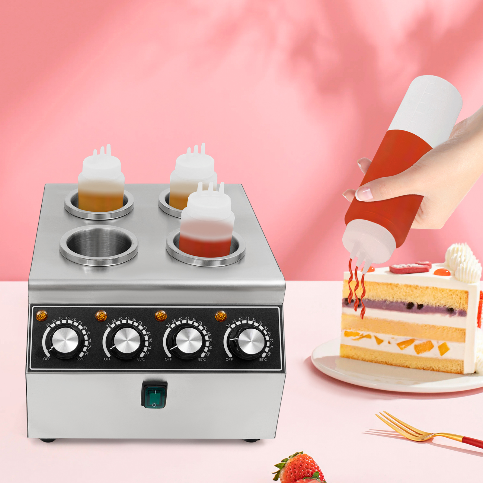 Electric sauce warmer, stainless steel sauce warmer, sauce warmer with squeeze bottle