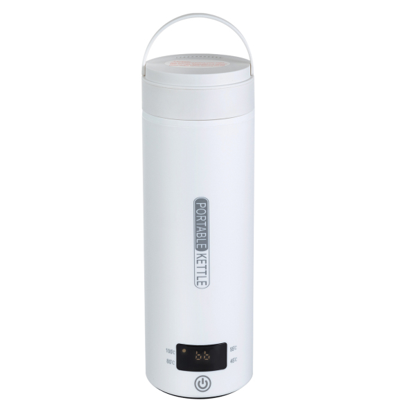 Portable travel kettle, mini mug, kettle 4 speed temperature adjustment, 8*23cm, White