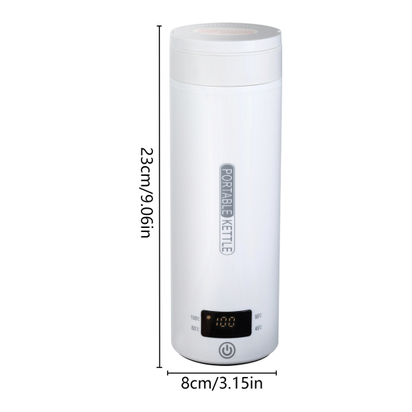 Portable travel kettle, mini mug, kettle 4 speed temperature adjustment, 8*23cm, White Portable travel kettle, mini mug, kettle 4 speed temperature adjustment, 8*23cm, White