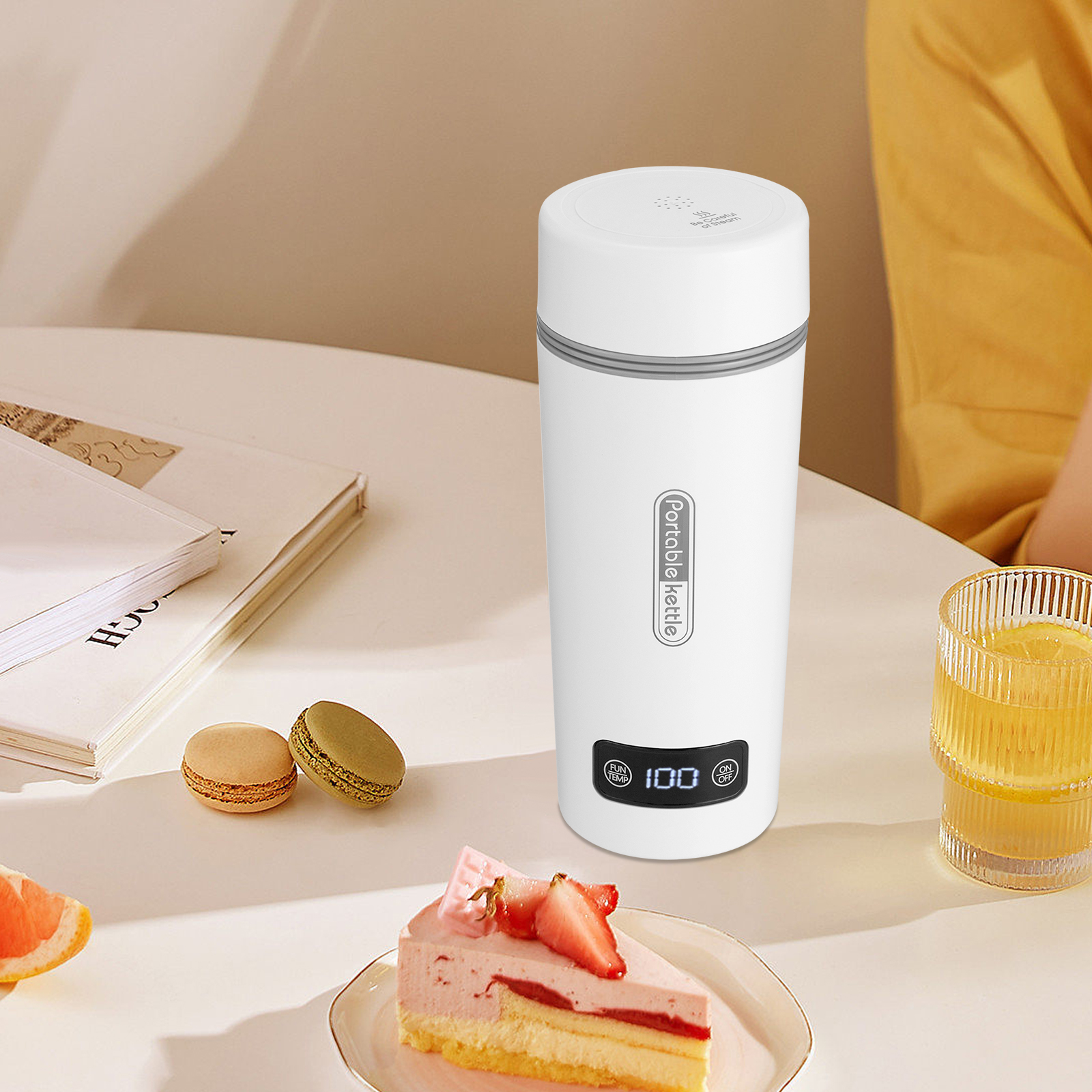 Adjustable temperature ,Stainless steel kettle with automatic shut-off and boil-dry protection , White Adjustable temperature ,Stainless steel kettle with automatic shut-off and boil-dry protection , White