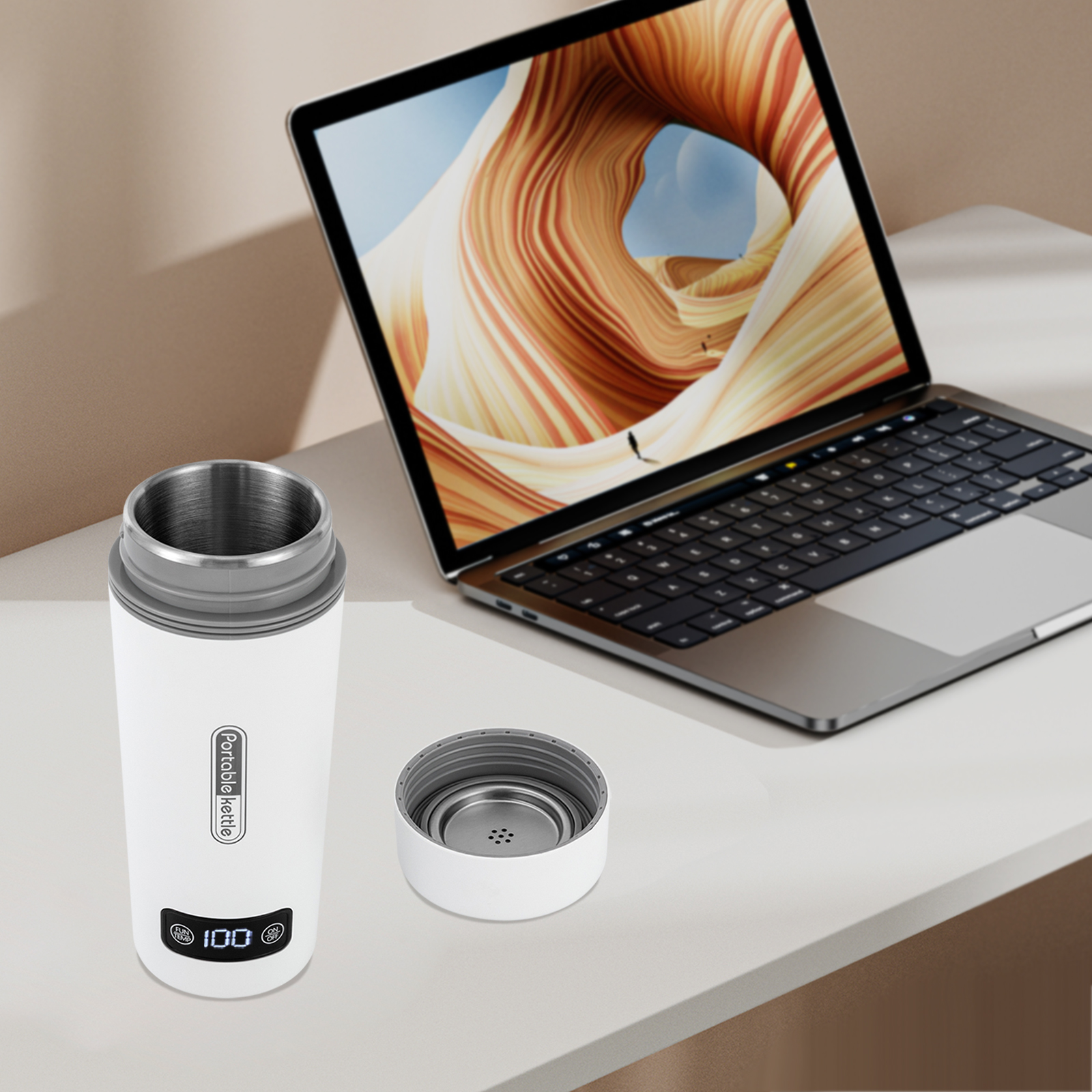 Adjustable temperature ,Stainless steel kettle with automatic shut-off and boil-dry protection , White Adjustable temperature ,Stainless steel kettle with automatic shut-off and boil-dry protection , White