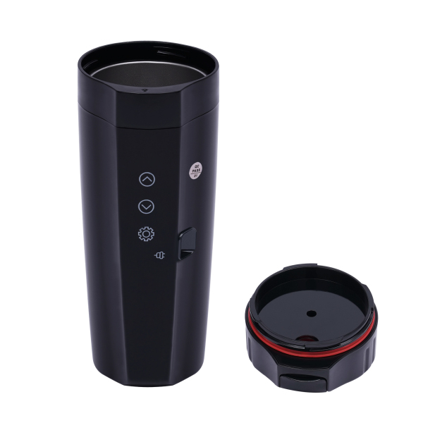 Travel kettle for car, Heated mug with anti-spill protection and stainless steel coating