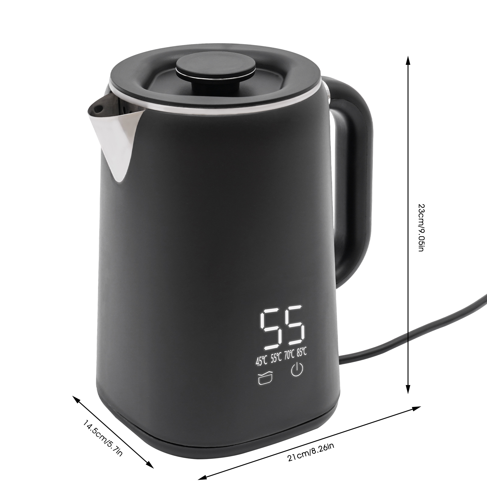 Electric kettle, Electric kettle for boiling water, Capacity: 1.7L, 1500W, 21*14.5*23cm, Black