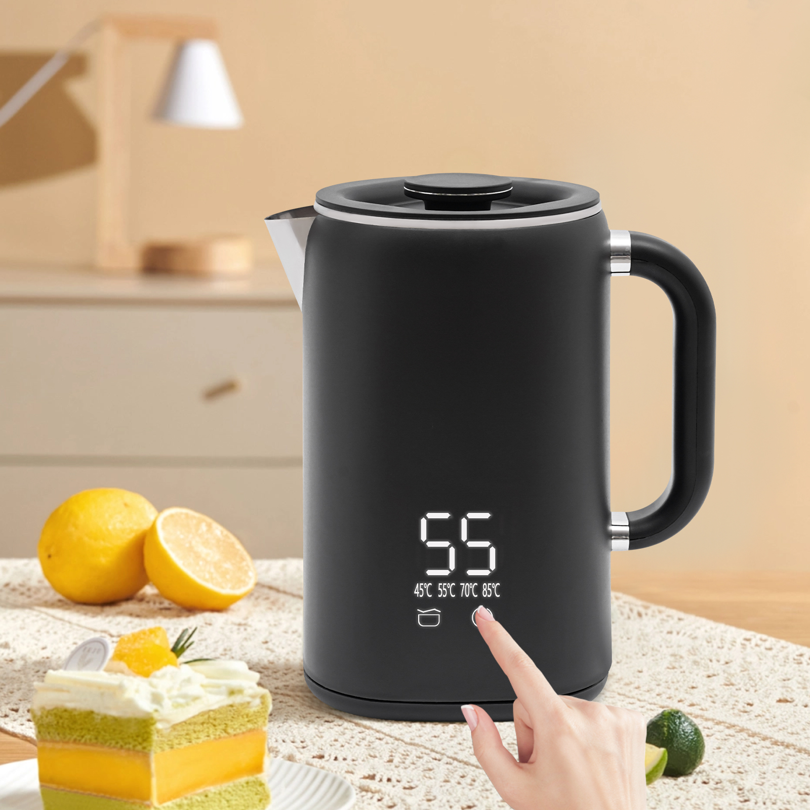 Electric kettle, Electric kettle for boiling water, Capacity: 1.7L, 1500W, 21*14.5*23cm, Black