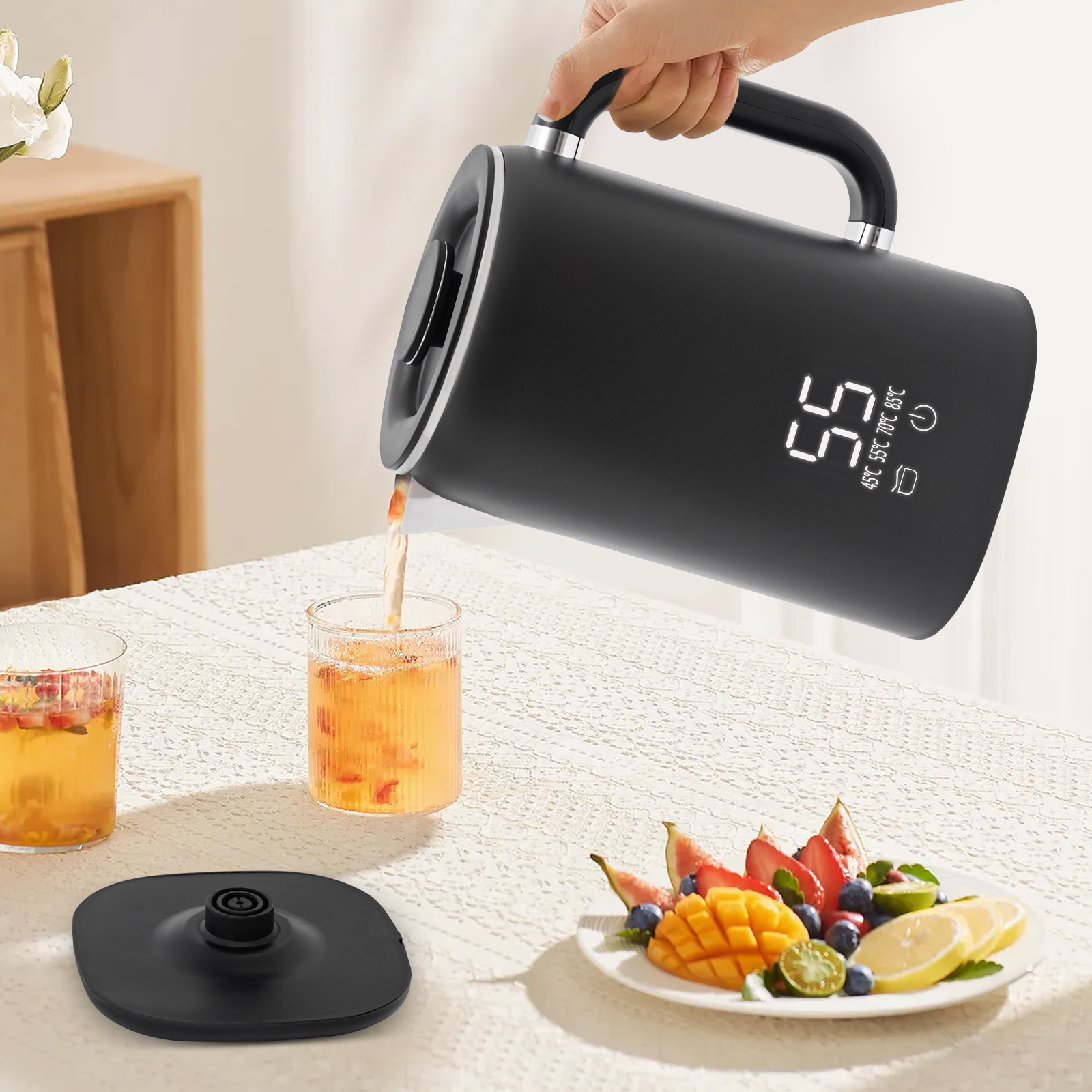 Electric kettle, Electric kettle for boiling water, Capacity: 1.7L, 1500W, 21*14.5*23cm, Black