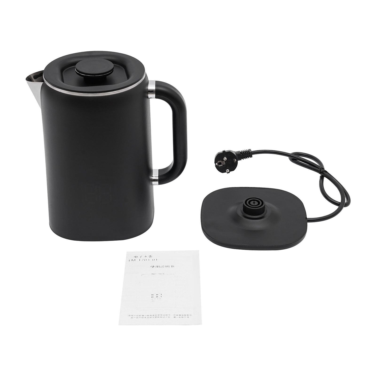 Electric kettle, Electric kettle for boiling water, Capacity: 1.7L, 1500W, 21*14.5*23cm, Black