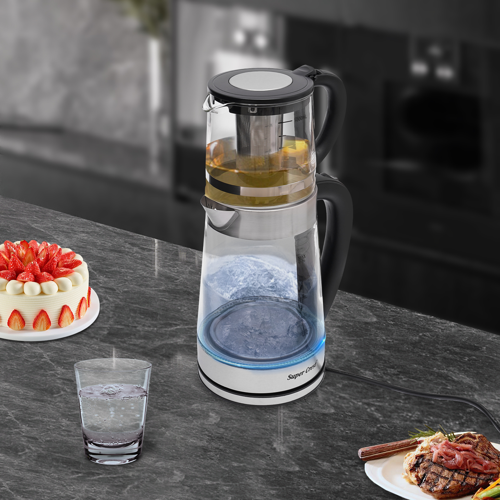 Electric Glass Kettle Portable Hot Water Kettle Electric Kettle And Teapot For Steeping Loose Tea Leaves Or Tea Bags 1800w