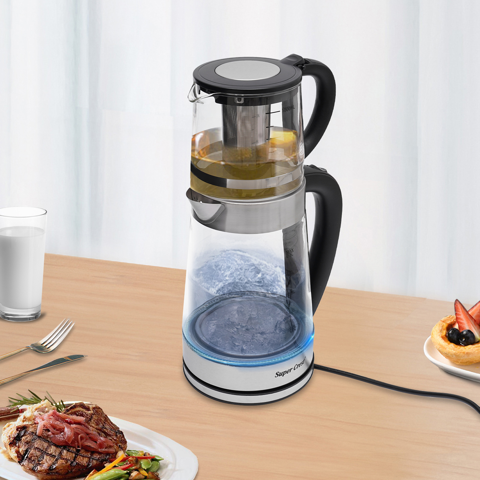 Electric Glass Kettle Portable Hot Water Kettle Electric Kettle And Teapot For Steeping Loose Tea Leaves Or Tea Bags 1800w Electric Glass Kettle Portable Hot Water Kettle Electric Kettle And Teapot For Steeping Loose Tea Leaves Or Tea Bags 1800w