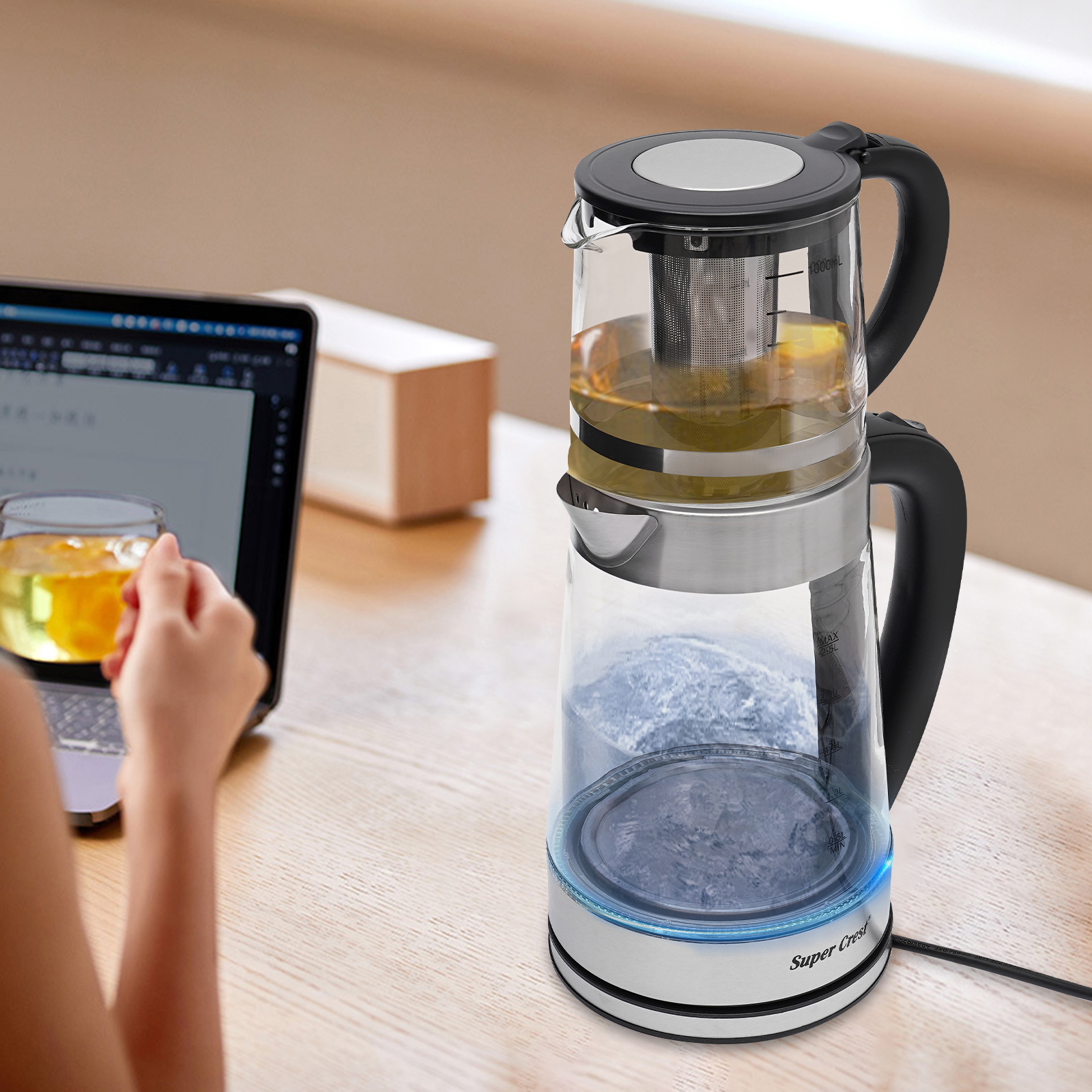 Electric Glass Kettle Portable Hot Water Kettle Electric Kettle And Teapot For Steeping Loose Tea Leaves Or Tea Bags 1800w Electric Glass Kettle Portable Hot Water Kettle Electric Kettle And Teapot For Steeping Loose Tea Leaves Or Tea Bags 1800w