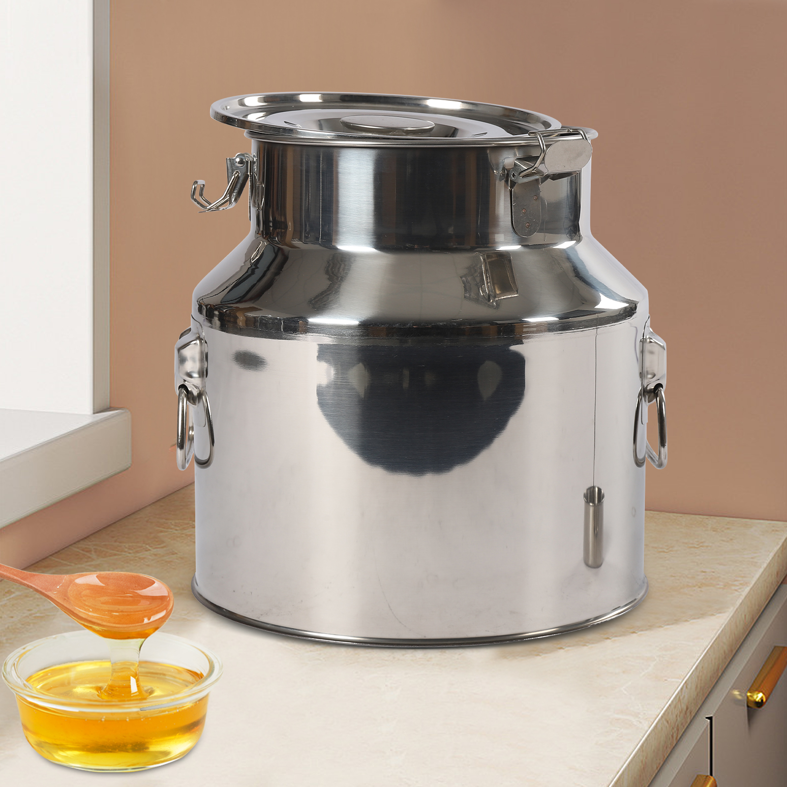 22L 2.05kg Stainless Steel Milk Jug Leak Proof Lid with Tension Lock for Storage Suitable For Storing Water Milk 201 Stainless Steel Silver 22L 2.05kg Stainless Steel Milk Jug Leak Proof Lid with Tension Lock for Storage Suitable For Storing Water Milk 201 Stainless Steel Silver