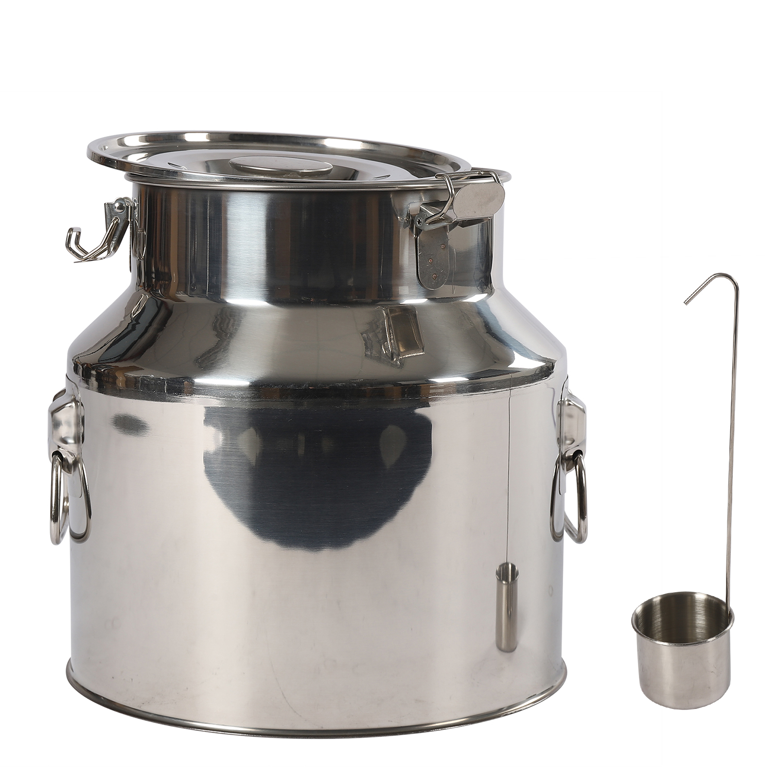 22L 2.05kg Stainless Steel Milk Jug Leak Proof Lid with Tension Lock for Storage Suitable For Storing Water Milk 201 Stainless Steel Silver