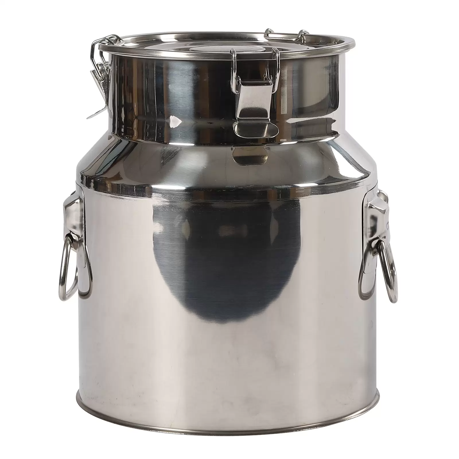Stainless Steel Milk Can with Lid - Milk Jug with Three Clip Closures and Silicone Seal for Carrying or Storage
