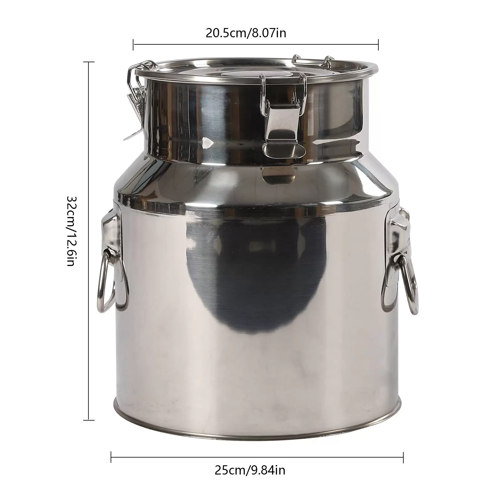 Stainless Steel Milk Can with Lid - Milk Jug with Three Clip Closures and Silicone Seal for Carrying or Storage Stainless Steel Milk Can with Lid - Milk Jug with Three Clip Closures and Silicone Seal for Carrying or Storage