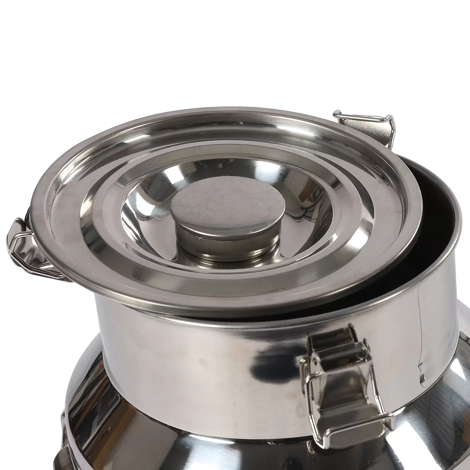 Stainless Steel Milk Can with Lid - Milk Jug with Three Clip Closures and Silicone Seal for Carrying or Storage