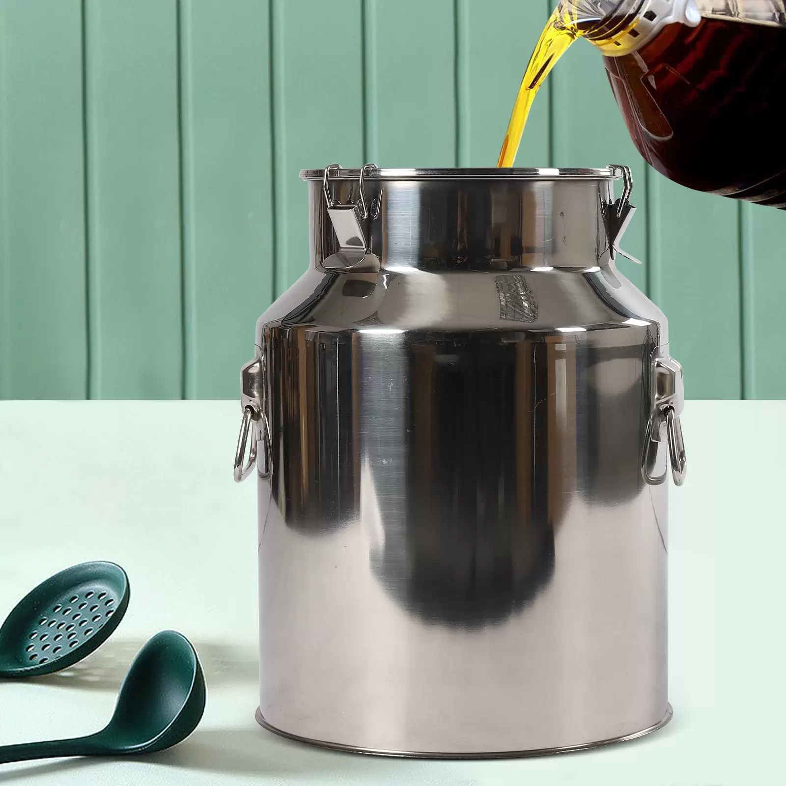 28L Transport Jug - 201 Stainless Steel - Milk Jug - For Storing Water, Milk, Wine, Cream, Flour