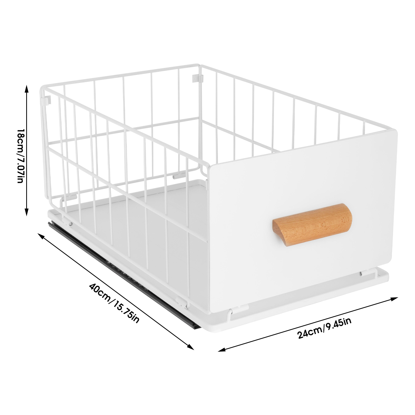 White Sliding Cabinet Basket, Pull Out Cabinet Organizer Basket, Basket Drawer for Cabinet