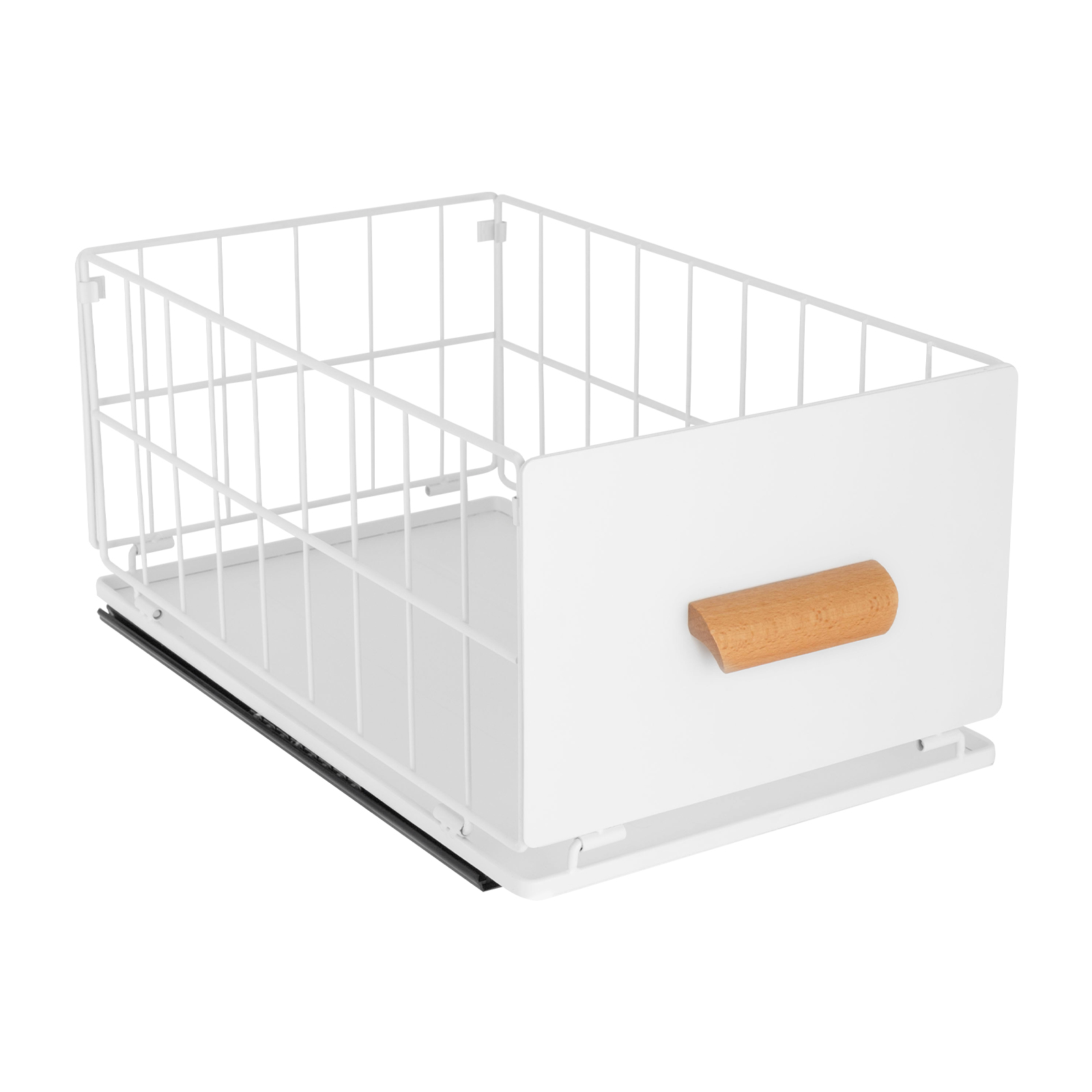 White Sliding Cabinet Basket, Pull Out Cabinet Organizer Basket, Basket Drawer for Cabinet