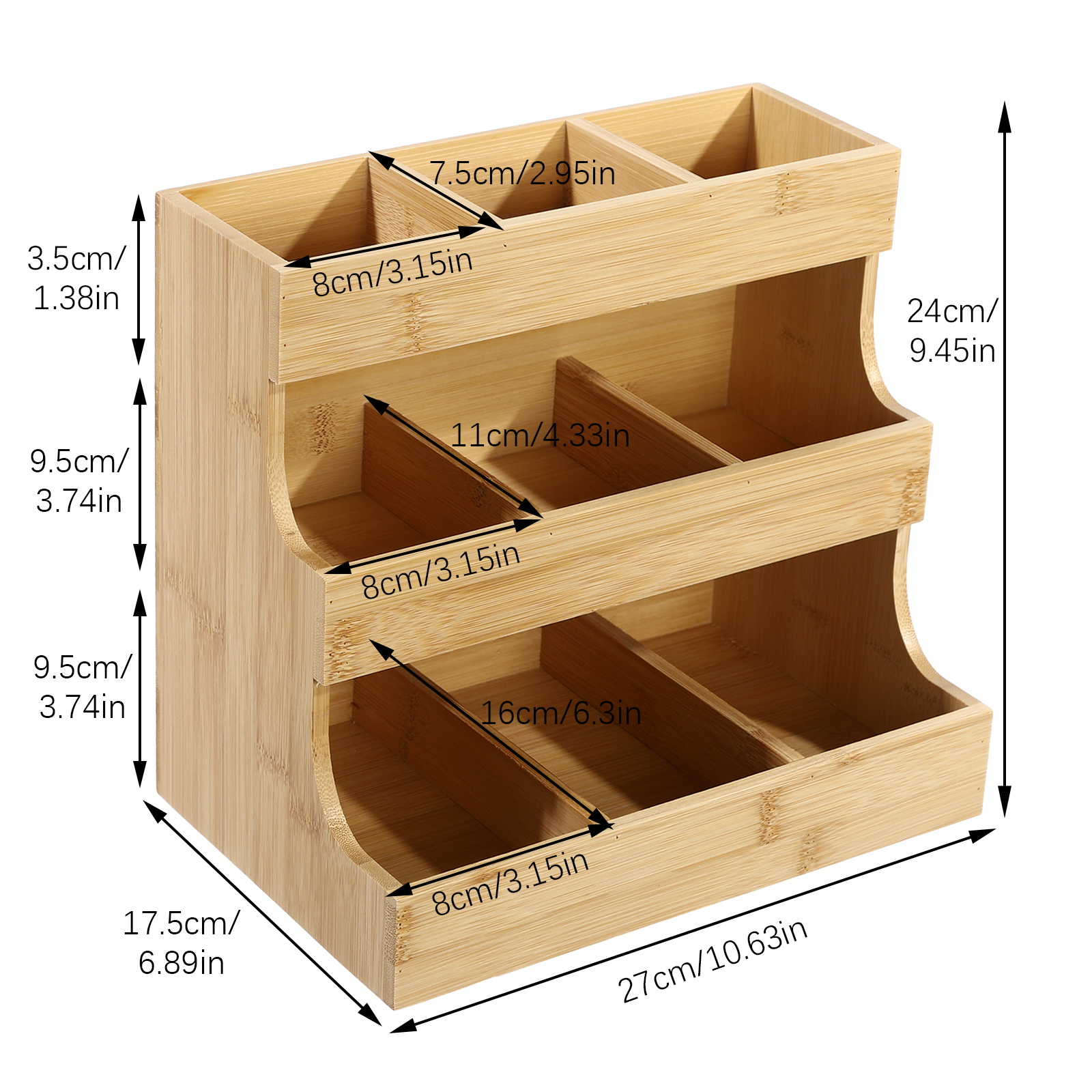 Bamboo Organizer, Tea Bag Organizer, Tea Bag Holder for Homes, Offices, Coffee Shops, Teahouses