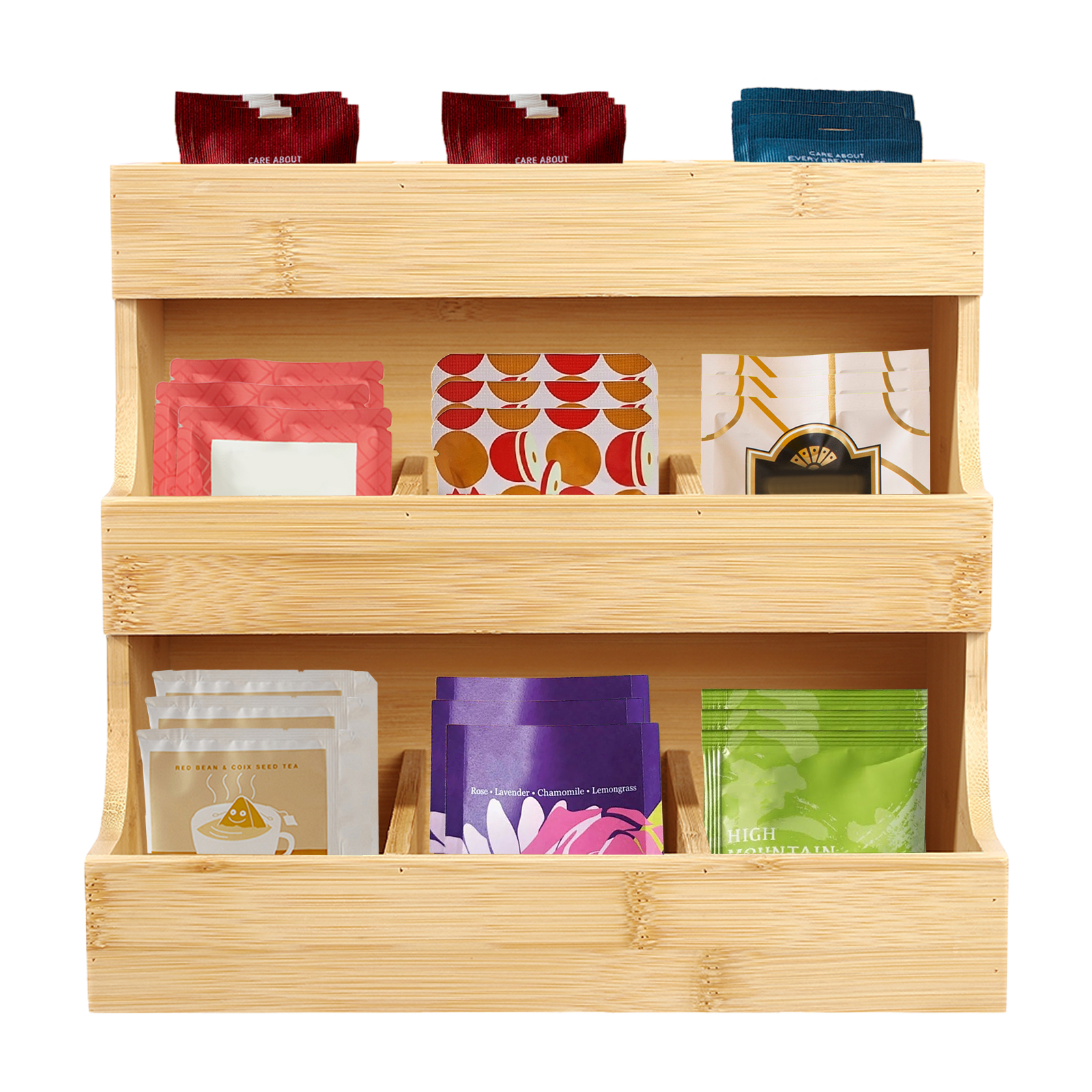 Bamboo Organizer, Tea Bag Organizer, Tea Bag Holder for Homes, Offices, Coffee Shops, Teahouses