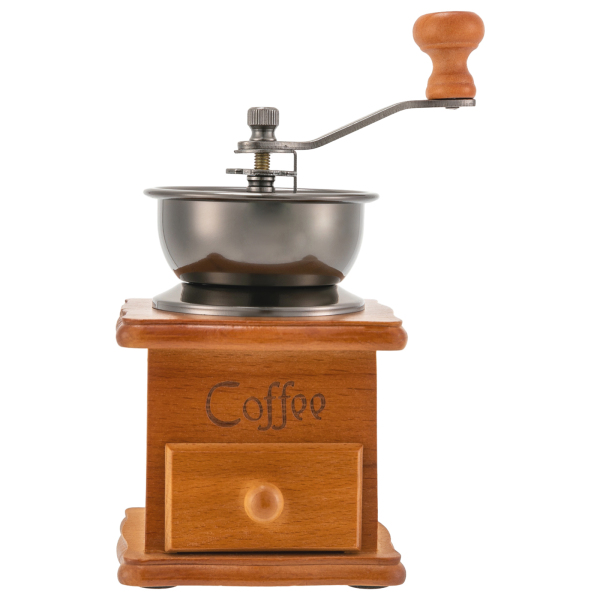 Hand coffee bean grinder, Retro hand coffee bean grinder, 9.5 * 6.5 * 16cm, Brown