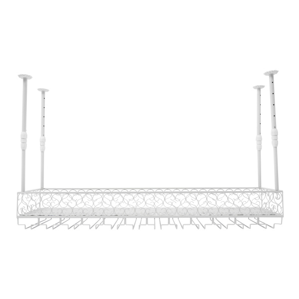 Wine Rack For Ceiling Installation Wine Rack With Glass Rack Hanging Wine Rack Suitable For Rooms With A Height Of 7.71-8.37 Feet White