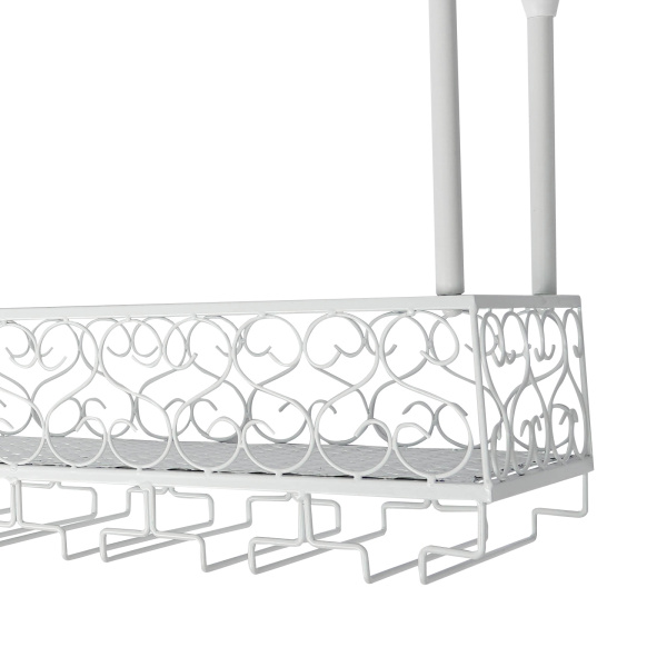 Wine Rack For Ceiling Installation Wine Rack With Glass Rack Hanging Wine Rack Suitable For Rooms With A Height Of 7.71-8.37 Feet White
