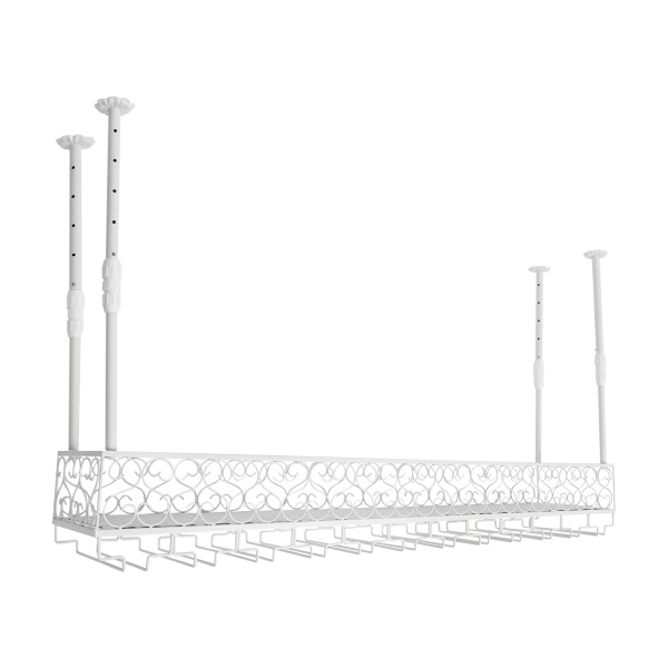 Wine Rack For Ceiling Installation Wine Rack With Glass Rack Hanging Wine Rack Suitable For Rooms With A Height Of 7.71-8.37 Feet White