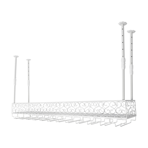 Wine Rack For Ceiling Installation Wine Rack With Glass Rack Hanging Wine Rack Suitable For Rooms With A Height Of 7.71-8.37 Feet White Wine Rack For Ceiling Installation Wine Rack With Glass Rack Hanging Wine Rack Suitable For Rooms With A Height Of 7.71-8.37 Feet White