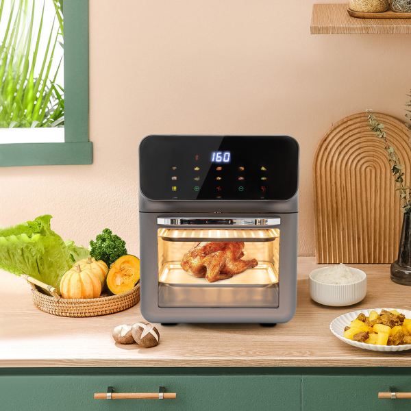Electric Oven With LCD Touch Screen Oven With Visual Function Electric Oven For Thawing Baking And Grilling Various Delicacies 10.63*10.23*12.6in Black