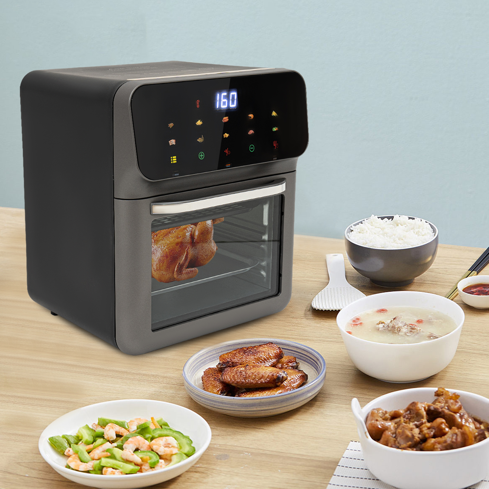 Electric Oven With LCD Touch Screen Oven With Visual Function Electric Oven For Thawing Baking And Grilling Various Delicacies 10.63*10.23*12.6in Black Electric Oven With LCD Touch Screen Oven With Visual Function Electric Oven For Thawing Baking And Grilling Various Delicacies 10.63*10.23*12.6in Black
