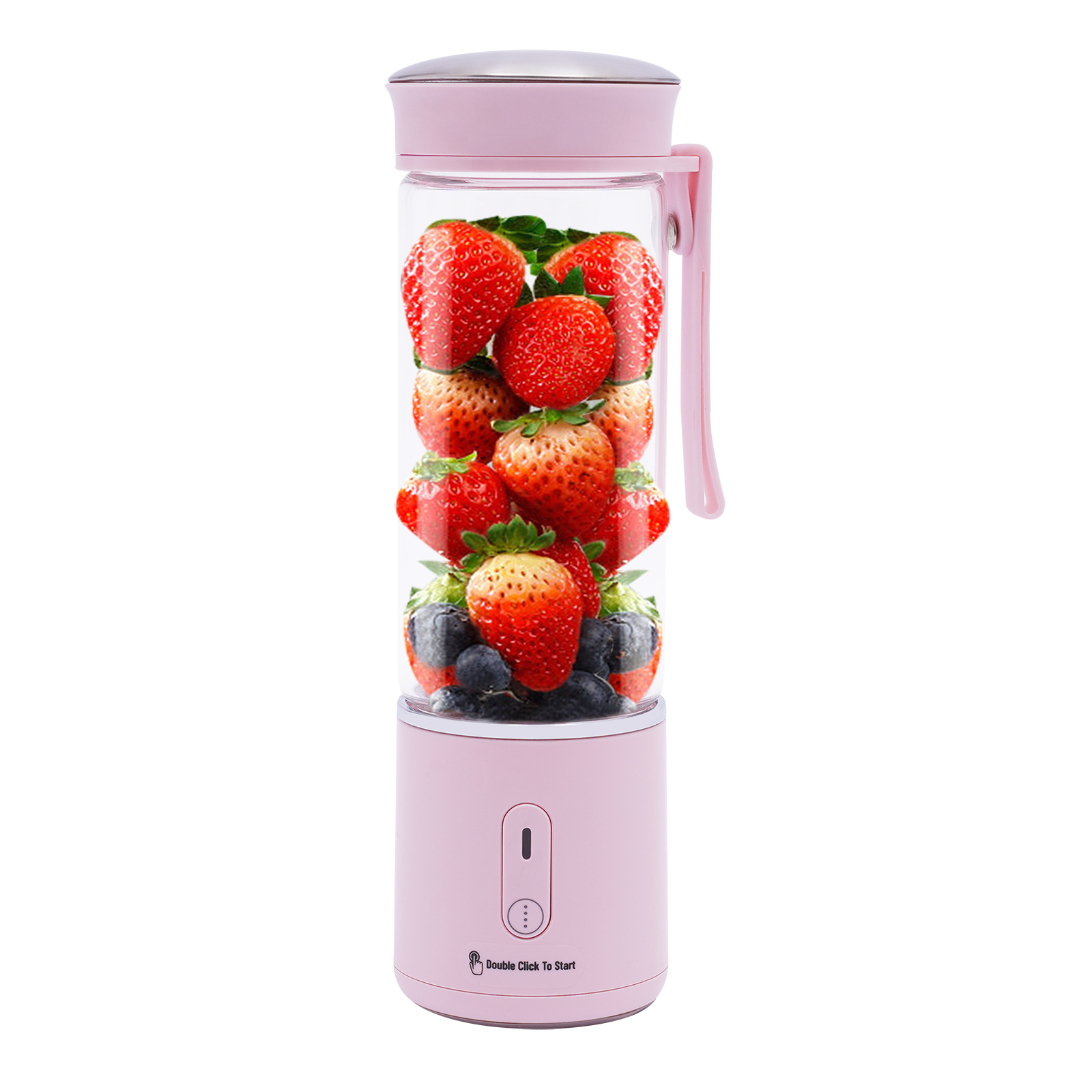 450 ml portable blender, USB rechargeable mini blender, with six blades, Speed: 21000RPM±15, Pink