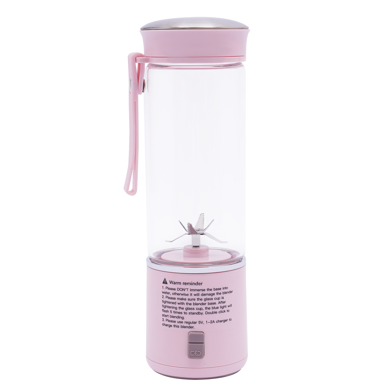 450 ml portable blender, USB rechargeable mini blender, with six blades, Speed: 21000RPM±15, Pink 450 ml portable blender, USB rechargeable mini blender, with six blades, Speed: 21000RPM±15, Pink