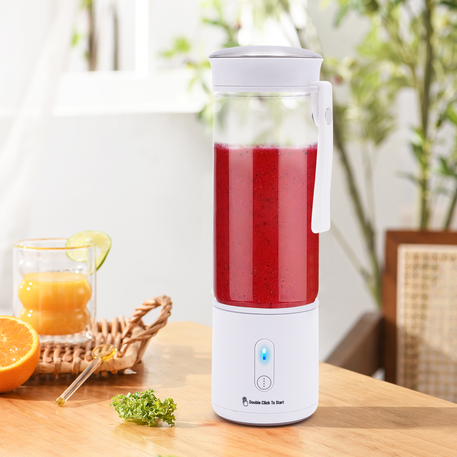 450 ml portable glass blender, 7.4 V motor, rechargeable USB mini blender, portable blender with six blades 450 ml portable glass blender, 7.4 V motor, rechargeable USB mini blender, portable blender with six blades