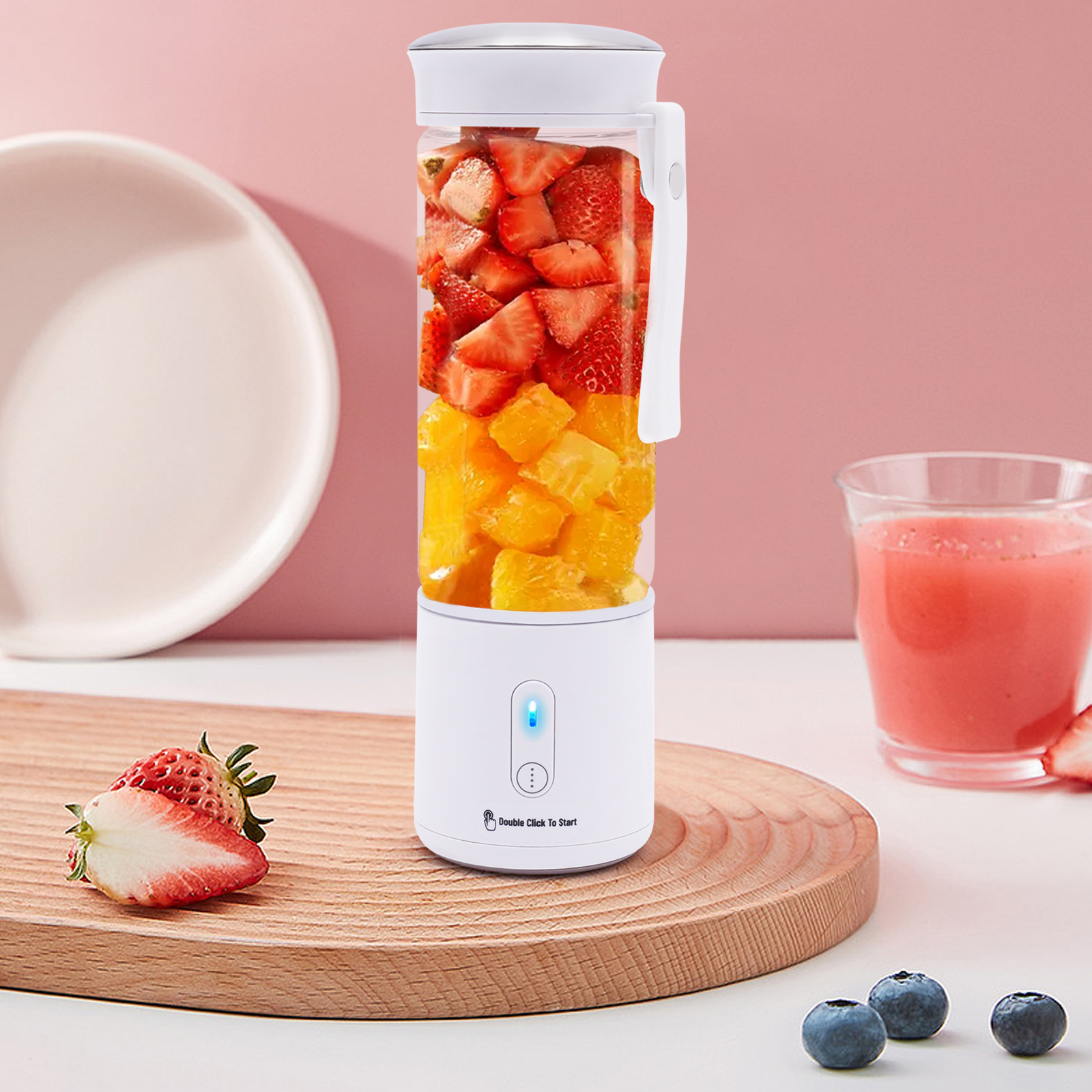 450 ml portable glass blender, 7.4 V motor, rechargeable USB mini blender, portable blender with six blades 450 ml portable glass blender, 7.4 V motor, rechargeable USB mini blender, portable blender with six blades