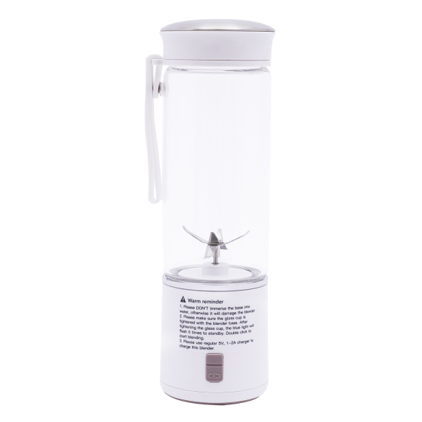 450 ml portable glass blender, 7.4 V motor, rechargeable USB mini blender, portable blender with six blades