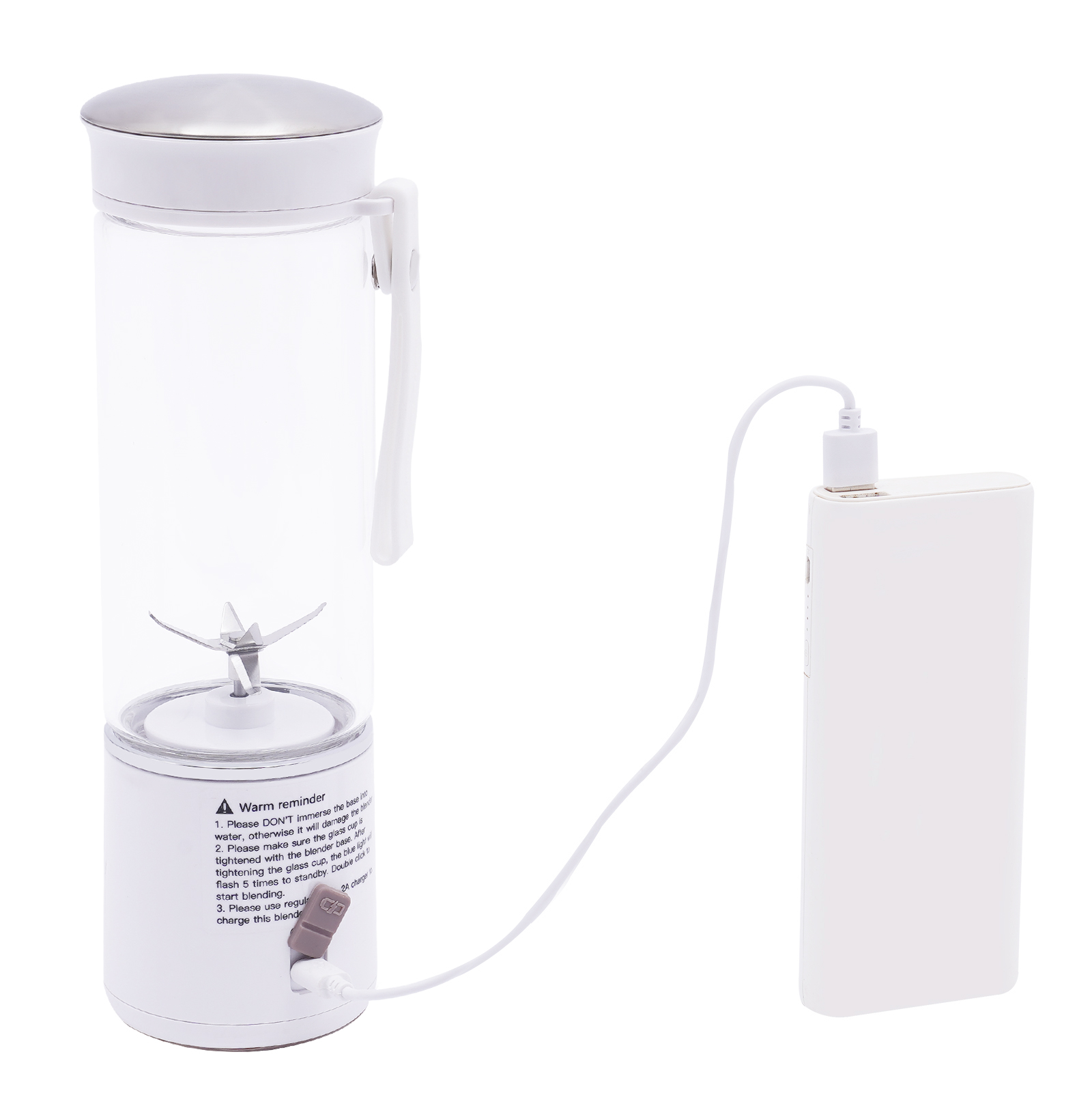 450 ml portable glass blender, 7.4 V motor, rechargeable USB mini blender, portable blender with six blades 450 ml portable glass blender, 7.4 V motor, rechargeable USB mini blender, portable blender with six blades