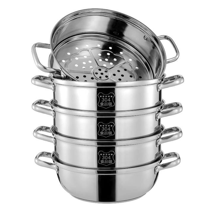 5-Layer Stainless Steel Steamer Pot Gas Induction Electric Ceramic Suitable for Induction Cooker 30cm 5 Layers Use At Home Restaurants