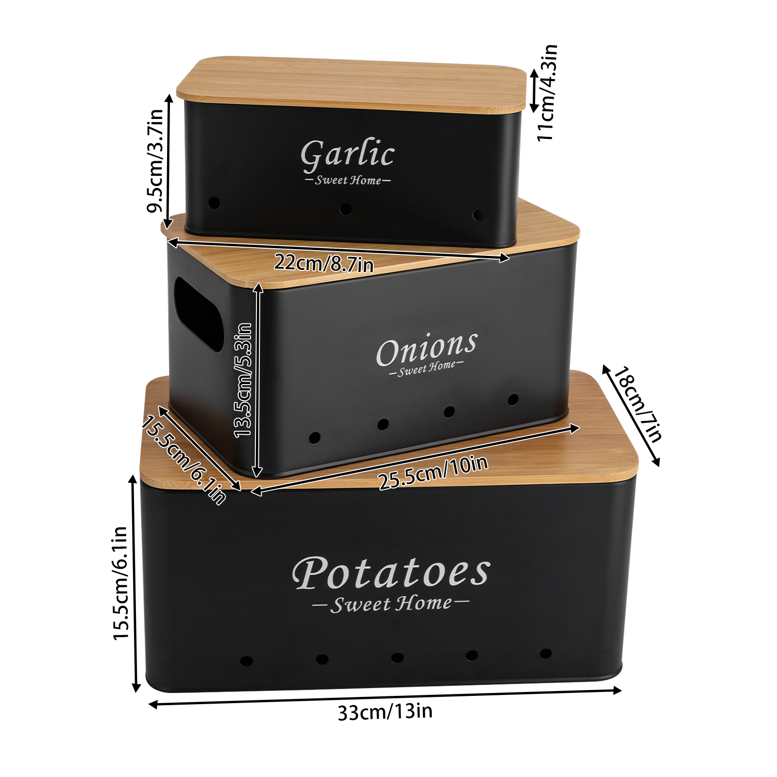 Container Sets, Onions/Potato/Garlic Storage Organizer, 3Pcs Storage Box Container Sets, Onions/Potato/Garlic Storage Organizer, 3Pcs Storage Box