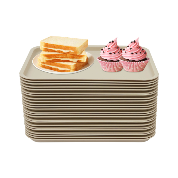 24 Packing Pallets 36*27cm Used In Fast Food Restaurants Cafeterias Kitchens Hotels Restaurants Snack Bars Material Pp 24 Trays Khaki