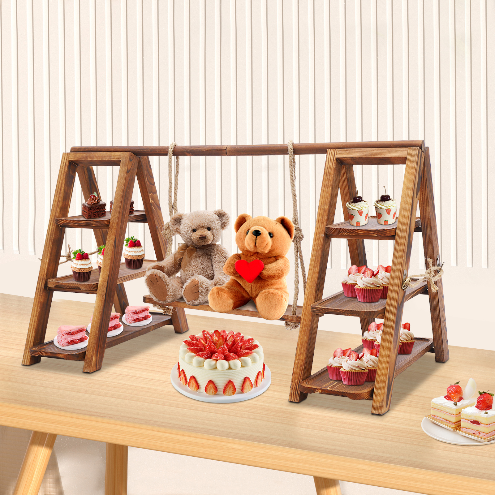 Wooden Serving Tray, Wooden Dessert Stand, Wooden Cupcake Stand, 92*40*48cm, Wooden Wooden Serving Tray, Wooden Dessert Stand, Wooden Cupcake Stand, 92*40*48cm, Wooden