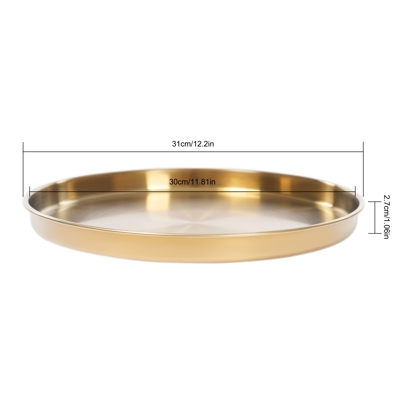 6Pcs Round Serving Trays, Stainless Steel Table Tray, Gold Decorative Tray - Gold 6Pcs Round Serving Trays, Stainless Steel Table Tray, Gold Decorative Tray - Gold