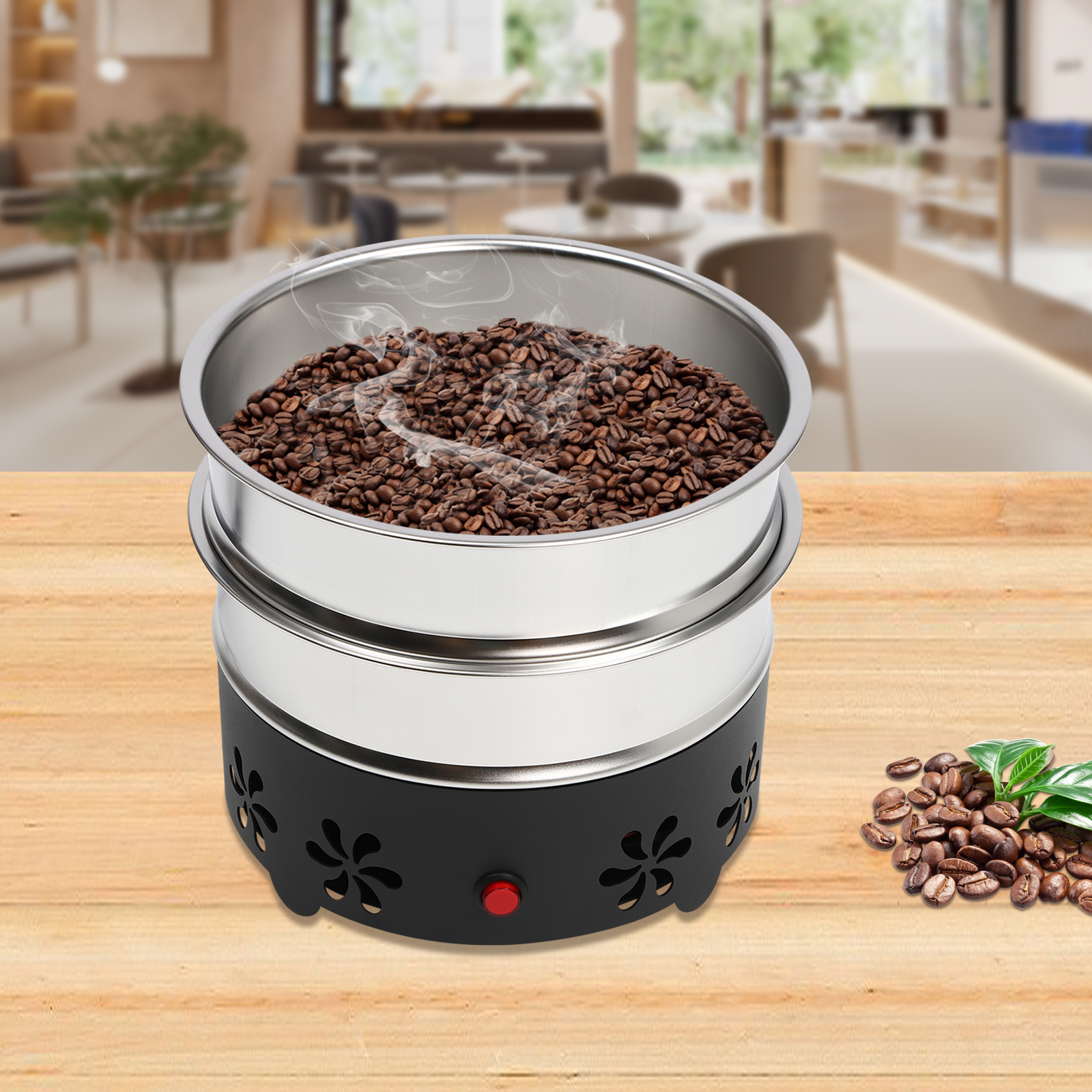 Large Capacity Two-layer 304 Stainless Steel Mesh Electronic Coffee Bean Cooler For Cooling Coffee Beans Nuts Peanuts Coffee Bean Roaster