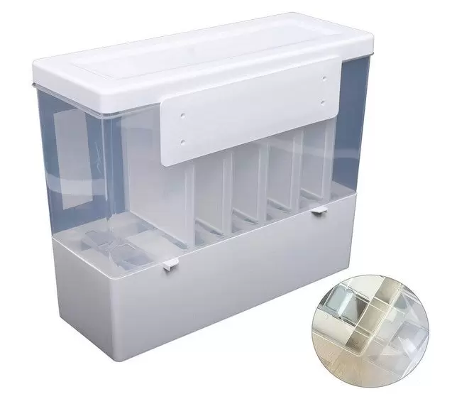 6-compartment airtight storage box with lid and measuring glass for the kitchen 6-compartment airtight storage box with lid and measuring glass for the kitchen