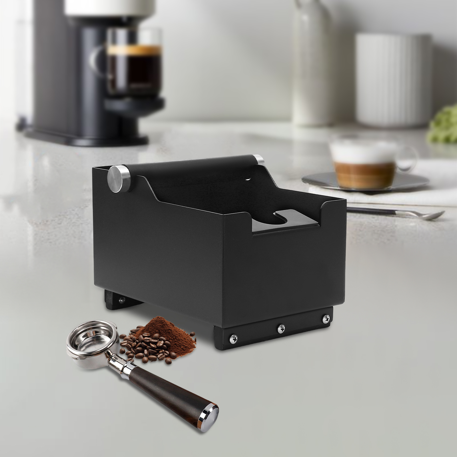 Knock Box, Knock Box for Ground Coffee, Knock Box with Base for Coffee Filling Station, 14.5*20.5cm Knock Box, Knock Box for Ground Coffee, Knock Box with Base for Coffee Filling Station, 14.5*20.5cm