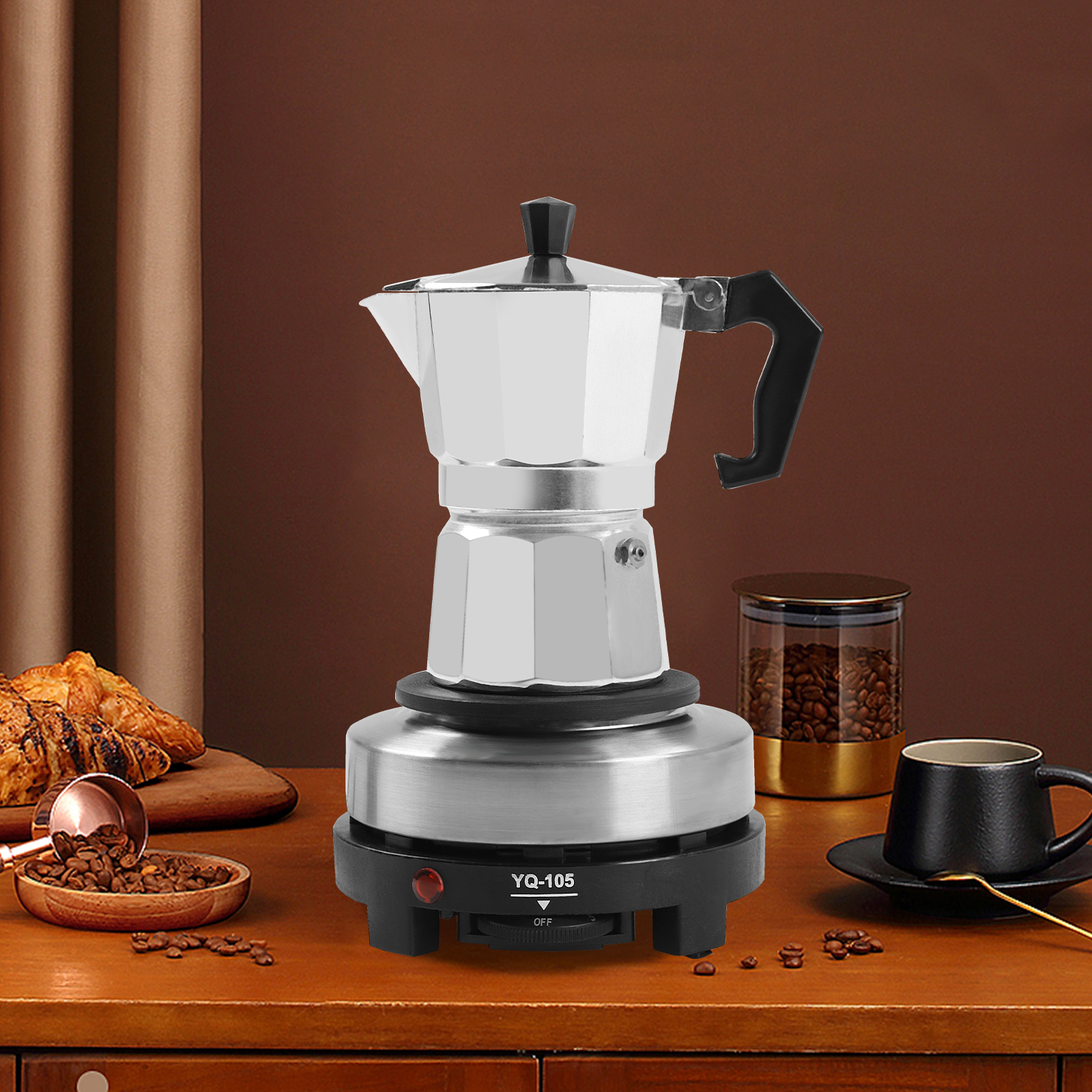 Electric Mini Single Hot Plate Espresso Stove 500W 3 Cups (Espresso Maker) Electric Mini Single Hot Plate Espresso Stove 500W 3 Cups (Espresso Maker)